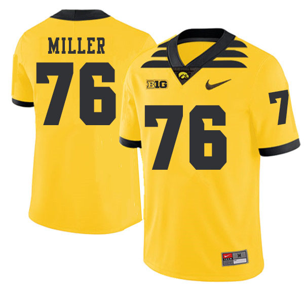 2019 Men #76 Ezra Miller Iowa Hawkeyes College Football Alternate Jerseys Sale-Gold - Click Image to Close